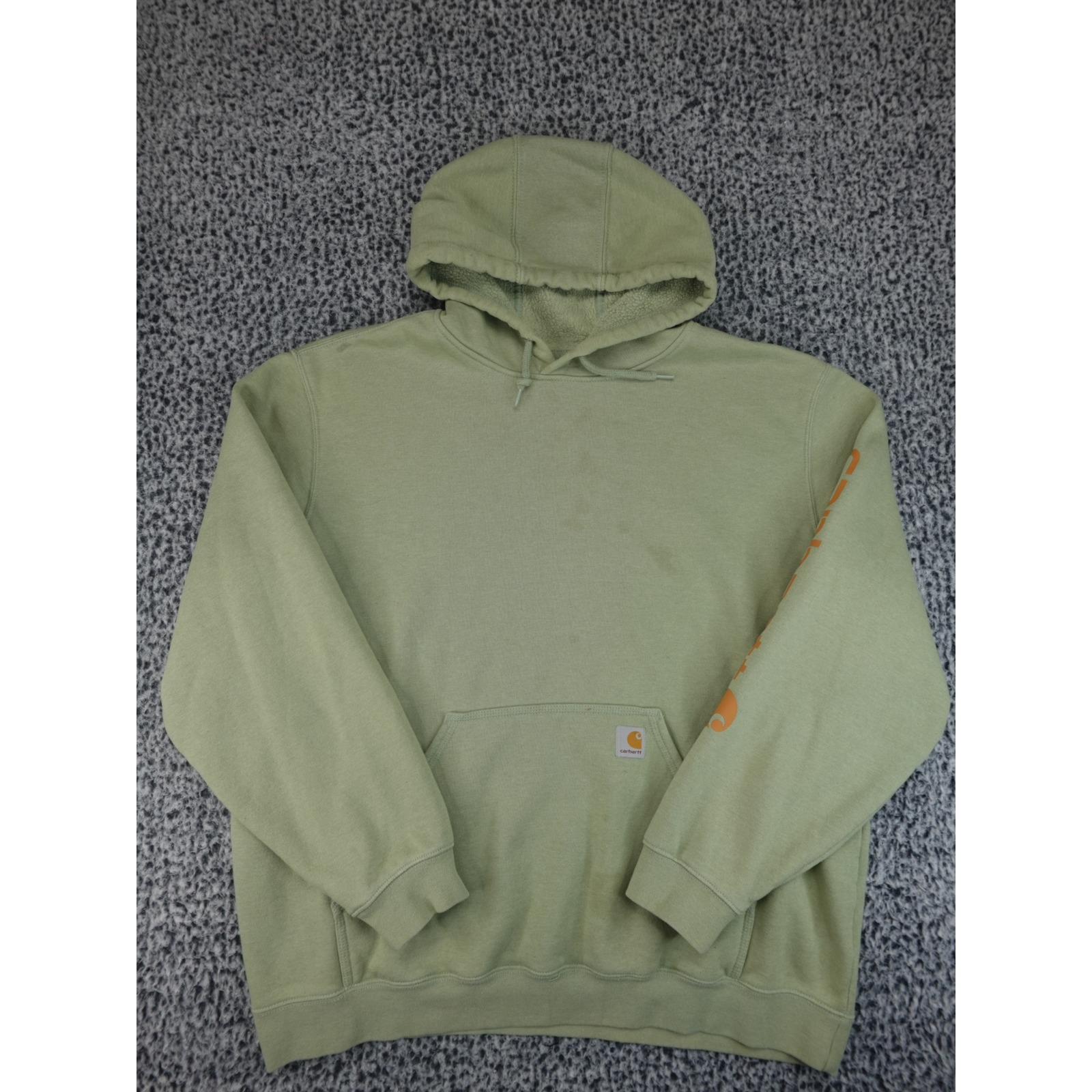 Carhartt Mens 2xl Sage Green Midweight Sleeve Logo Hoodie Sweatshirt Relaxed Fit